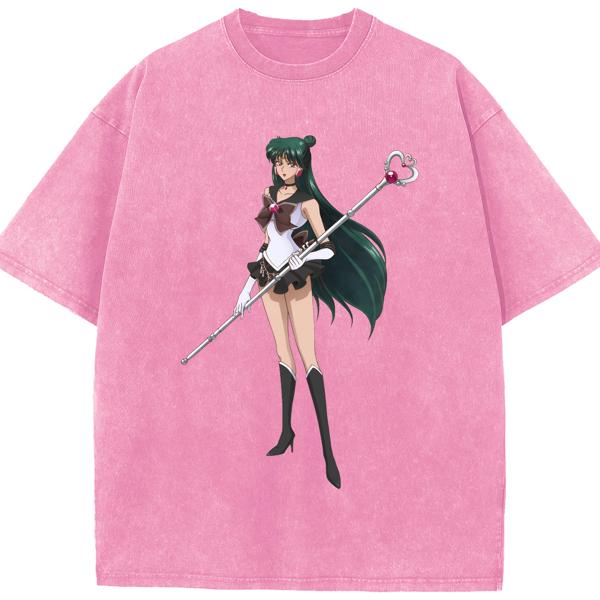 （画像用） 美少女戦士セーラームーン 冥王せつな Sailor Moon Meiou Setsuna 綿100% ヴィンテージ風 半袖Tシャツ（フロントプリント）
